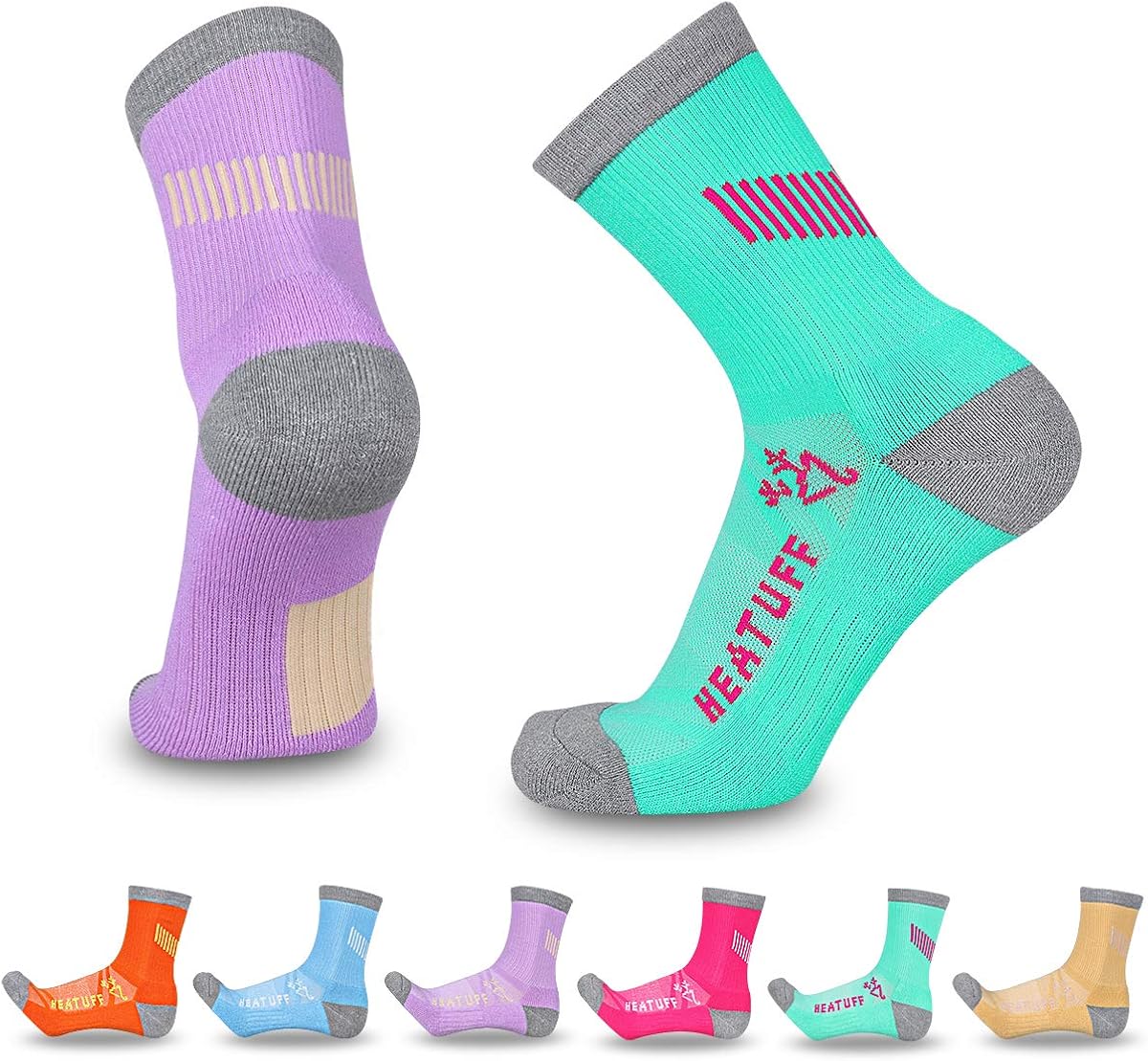 Heatuff Womens 6 Pack Hiking Crew Socks Performance Athletic Cushion Outdoor Trekking Sock: Clothing