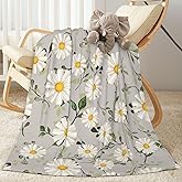 Abucaky White Daisies Flower Fleece Throw Blanket Ultra Soft Cozy Decorative Flannel Blanket for Home Bed Couch Chair Travel 40x30in