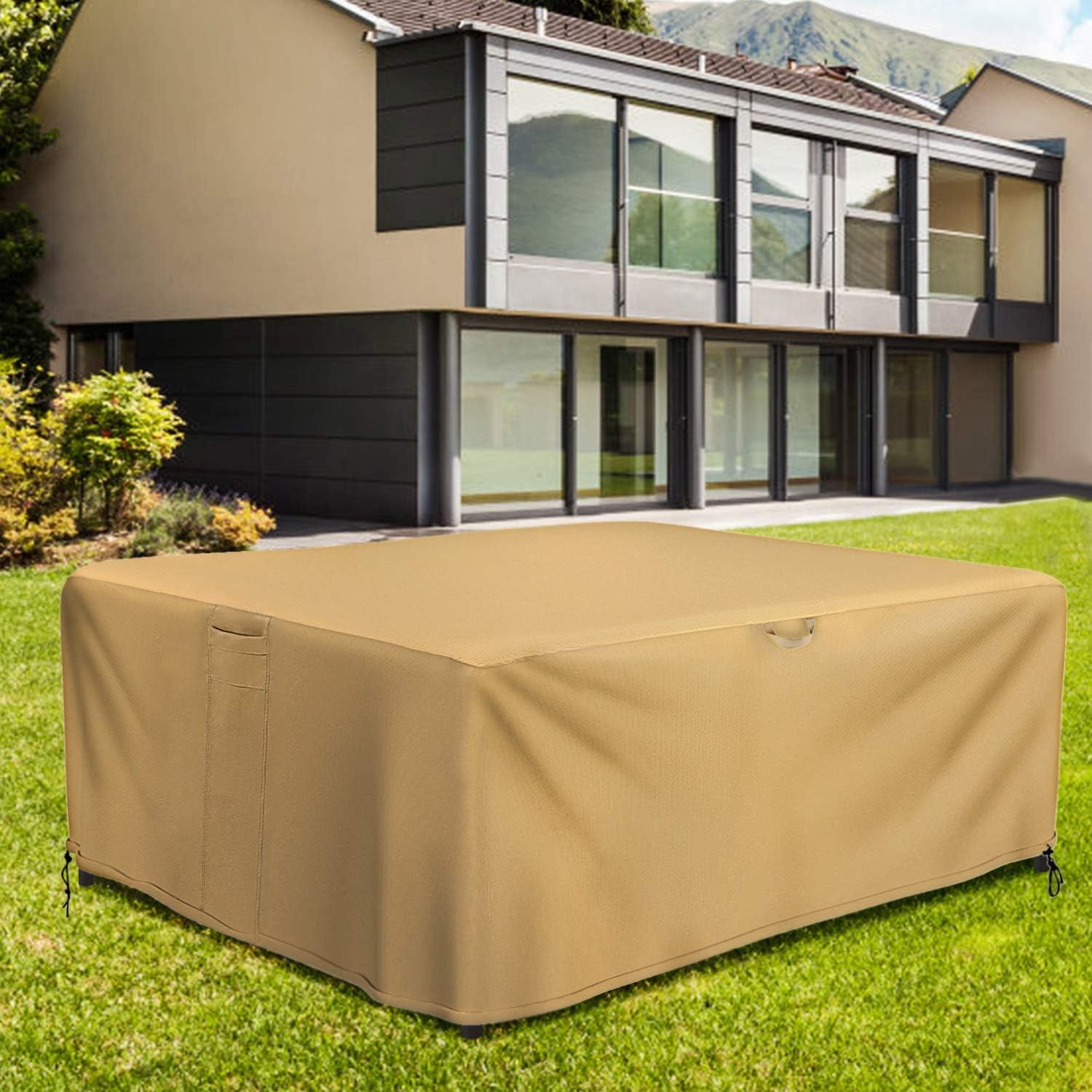 Sunkorto Patio Table & Chair Cover, Rectangle / Oval Furniture Set Cover Waterproof UV-Resistant for Outdoor, 88x62 Inch : Garden & Outdoor