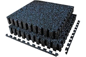 AIRHOP 0.56in Thick 24 Sq Ft Exercise Equipment Mats, 6 Tiles Upgraded Rubber Top with High Density EVA Foam, Large Interlock