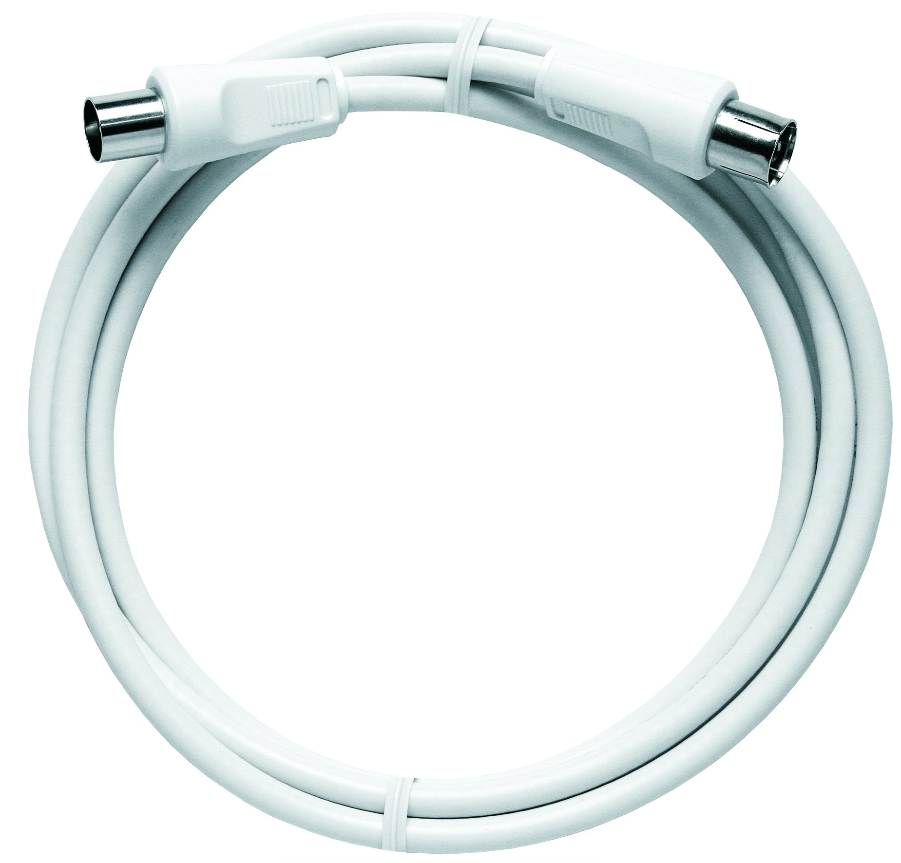 Axing BAK 150-80 coaxial connector cable high shielded Class A (straight IEC plug male to straight IEC plug female) 1.5 m white — image 1