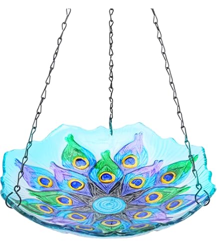 Bain D'Oiseaux Suspendu Bleu - 23,5 Cm - Plastique Résistant - Mangeoire & Abreuvoir Extérieur