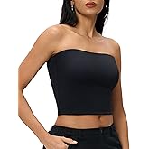 AJISAI Womens Double Lined Tube Tops Crop Going Out Tops Strapless Tank Summer Top 2026