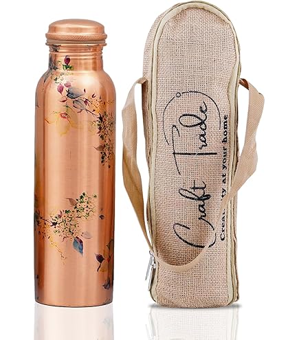 Copper Bottle SYTH - Botella De Agua De Cobre 100 % Puro Con Bolsa De Lona Botella De Cobre Puro Para Agua