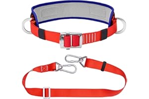 HandAcc Safety Belt with Padded Waist Pad and Adjustable Lanyard, Safety Lanyard Fall Protection, Ladder Safety Belt, Tree Climbing Belt, Climbing Lanyard Fall Arrest Kit