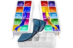 FFNIU 30 Compartments Plastic Paint Palette with Lid, Airtight Leakproof Watercolor Palette for Gouache, Acrylic and Oil