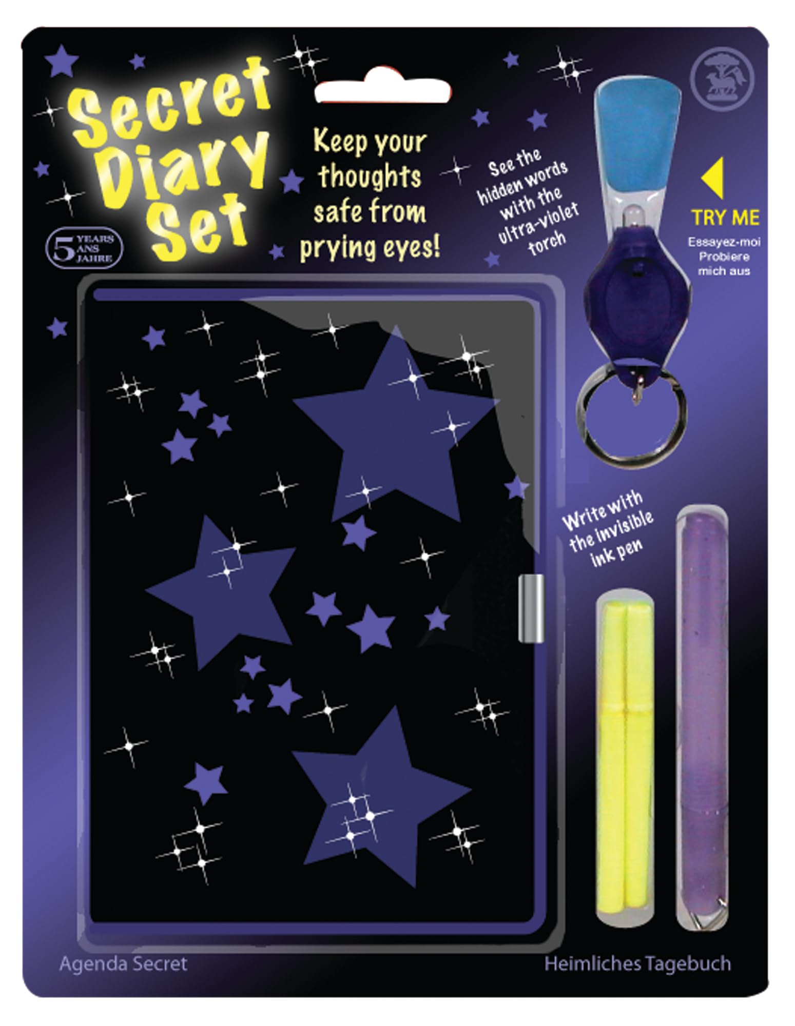 Tobar Secret Diary Set with Invisible Ink Pen and UV Torch
