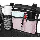 SHIFANQI Wheelchair Bag with Cup Holder, Wheelchair Accessories Armrest Side Bag Multi Pockets Pouch for Electric Wheelchairs, Walker, Rollators & Mobility Scooters, Adults, Seniors, Pink