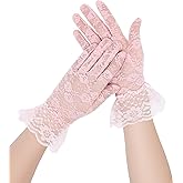 OURIZE Women Short Lace Gloves Sheer Mesh Gloves Elegant Accessories for Wedding, Tea Party, Costume Parties