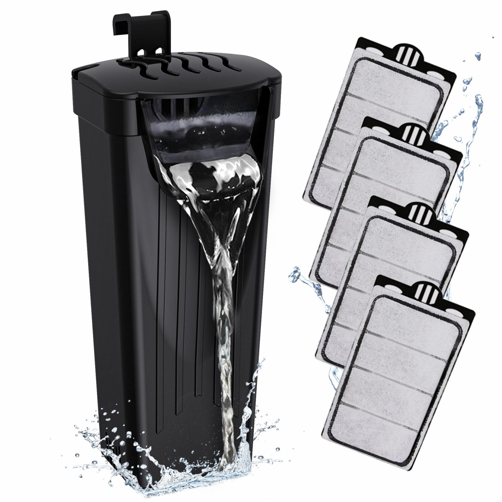 Photo 1 of GOZILLA Turtle Tank Filter 74GPH, Low Water Level Turtle Tank 3.5W Fish Tank Aquarium Filters for Small Tanks up to 15 Gallons Include 4 Replacement Cartridges.(Black)