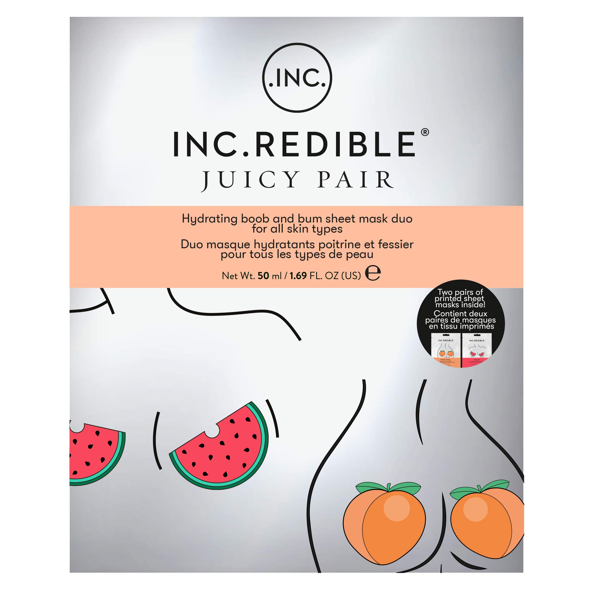 INC.redible Juicy Pair Boob and Bum Mask Duo, 50 ml