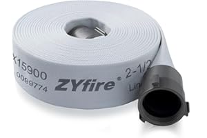 ZYfire Fire Hose - 2-1/2" ID x 50 FT Single Jacket EPDM Firefighter Hose with M × F NST/NH Aluminum Couplings 750 PSI Burst Pressure Lightweight for Use in Firefighting