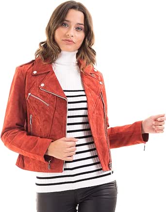 Morgan de Toi Cazadora Biker (Rojo - 42): Amazon.es: Ropa