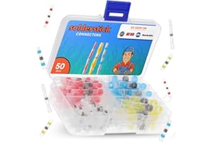 Solderstick 50 Pieces Waterproof Solder Seal Wire Connectors Kit, Electrical Insulated Wire Splice Heat Shrink Wire Connectors with 4 Gauges - 12-10, 16-14, 22-18, 26-24 AWG