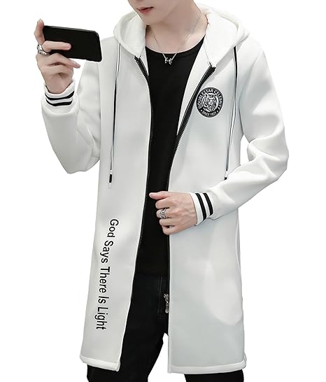 Amazon Gaosa メンズ シンプル ロング コート フード付き 上着 無地