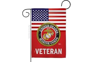 AMERICANA HOME & GARDEN US Marine Corps Veteran Flag Armed Forces USMC Semper Fi American Flags For Outside House Military Memorabilia Retire Official House Decoration Banner Small Grave Decorations For Cemetery Wall Decor Poster Garden Remembrance Gifts Made In USA