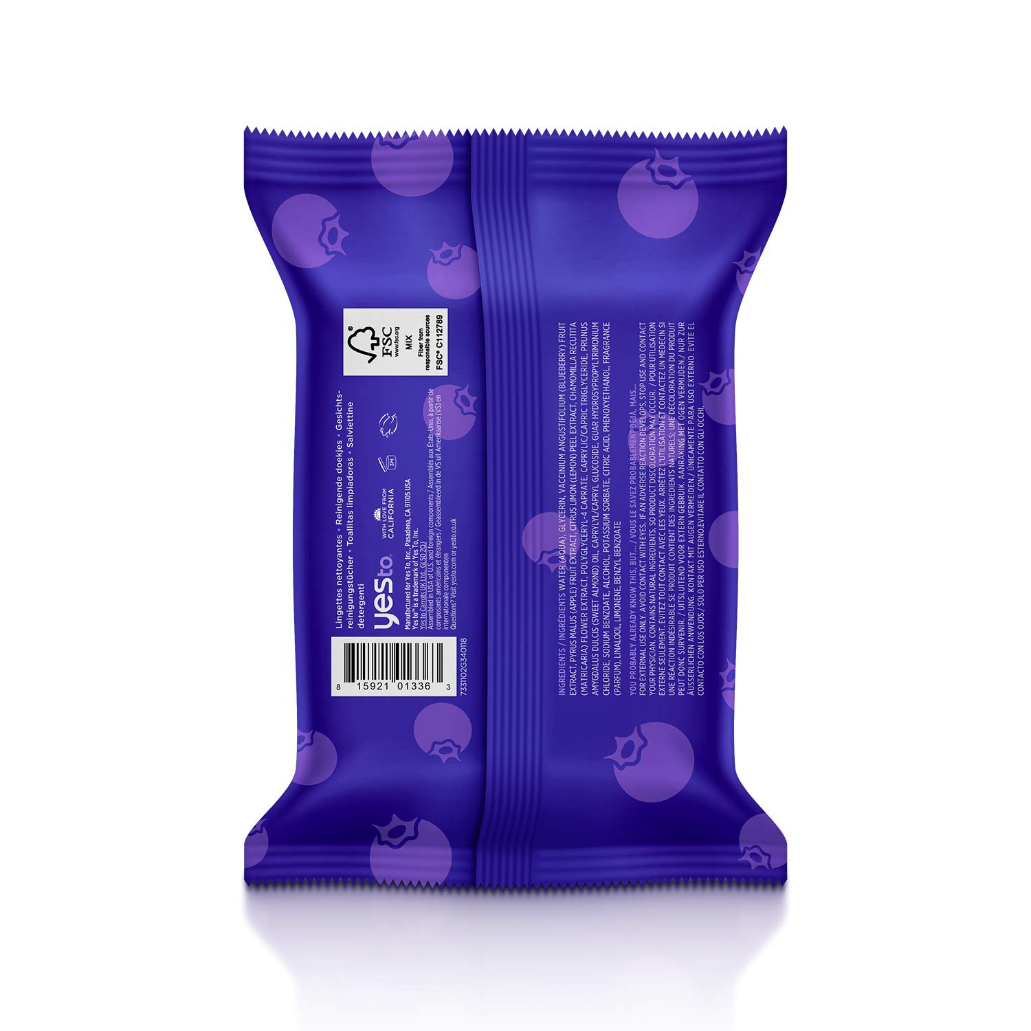 Yes To Superblueberries Skin Recharging Cleansing Facial Wipes for Stressed Skin, 30 Count (Pack of 2): Beauty