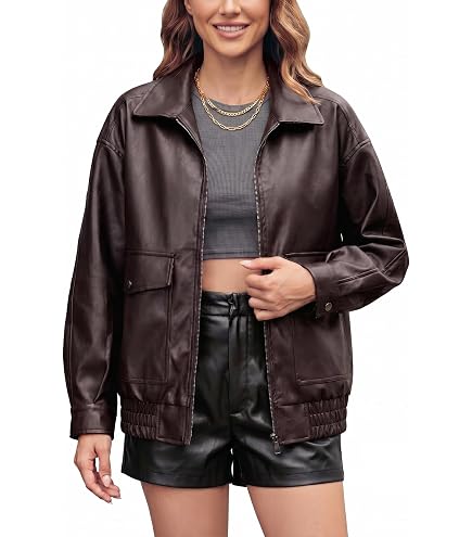 ジャケット・アウター 00s archive leather jacket fairygrunge Women's Y2K Vintage Oversized Jacket Fairy Grunge Crop PU Leather