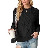 GRECERELLE Women's 2026 Fall & Winter Fashion Sweater Crewneck Long Sleeve Cable Knit Chunky Vintage Casual Pullover Tops