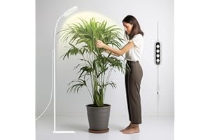 GLOWRIUM Grow Lights for Indoor Plants,20W Full Spectrum LED Plant Light with Stand,Adjustable Height,3/9/12H Timer,6 Dimmable Levels & 3 Lighting Modes (White-Single Head)
