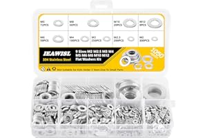 1050Pcs Flat Washers Set, 304 Stainless Steel Flat Washers for Screws, Assorted Sizes (M2 M2.5 M3 M4 M5 M6 M8 M10 M12) for In