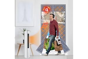 zeiweo Insulated Door Curtain Fits Door Size 36" X 82" Magnetic Thermal Screen Door Winter Oxford Cloth Thicken Cotton to Keep House Warm as Temporary Door to Soundproof (with Clear PVC Windows)