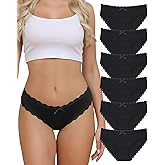 Aijolen Women's Cotton Bikini Underwear Soft Low Waist Panties Cheeky Lace Underpants S-XXL