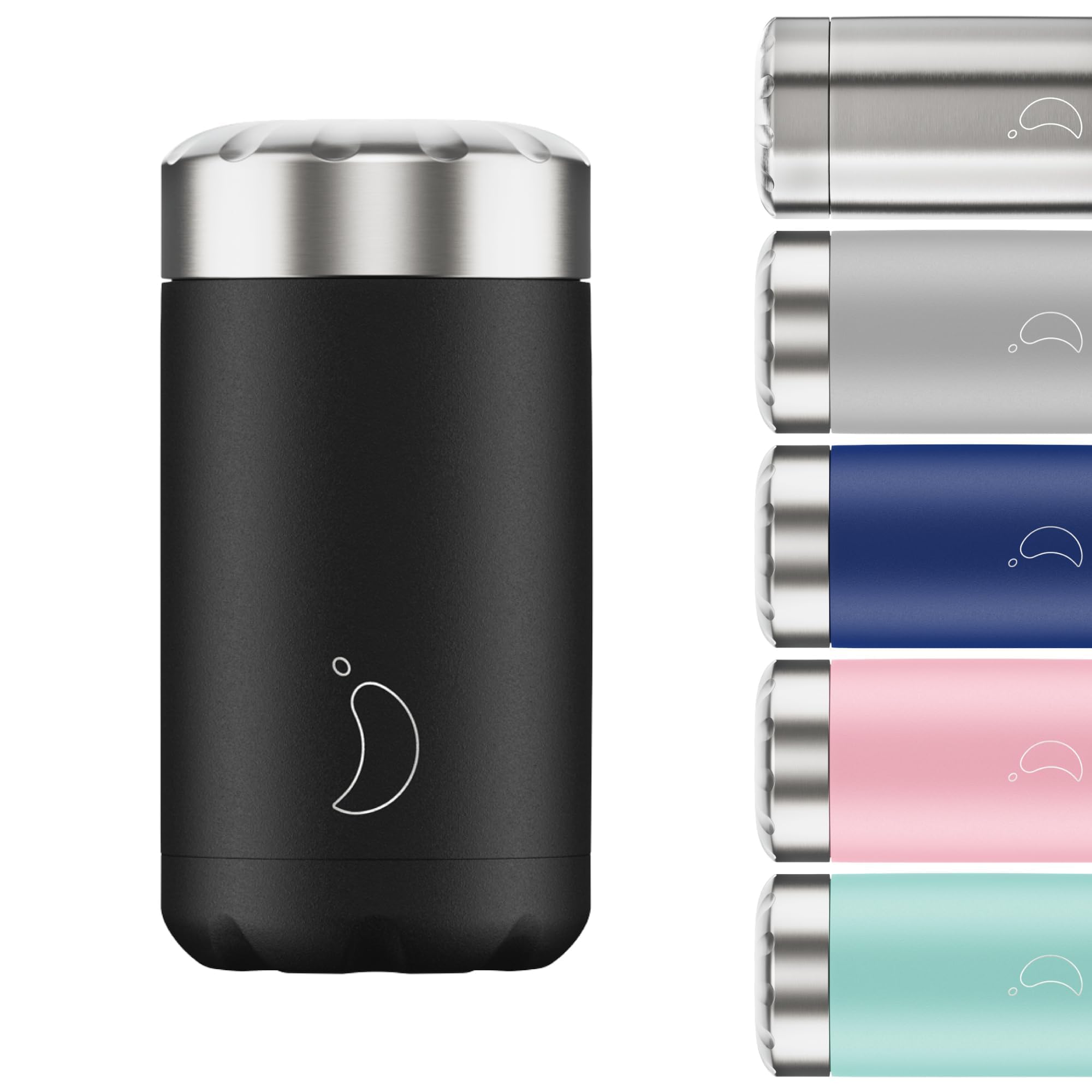 Chilly's Food Pot - Leak-Proof, Premium Stainless Steel Reusable Food Container - Double-Walled Insulated for Hot or Cold Lunch Storage - Black - 500ml