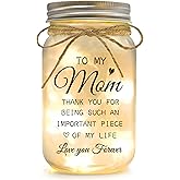 YOISTREVISK Mothers Day Gifts for Mom from Daughter, Son, Kids, Christmas Birthday Gifts for Mom, Ideas, Mason Jar Night Lights with Warm Lights