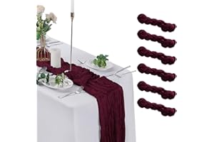 flohar 6 Pack Burgundy Cheesecloth Table Runner 9ft,17 x 108 inch Gauze Table Runners Rustic Romantic Wedding Runner for Wedding Bridal Shower Fall Decoration