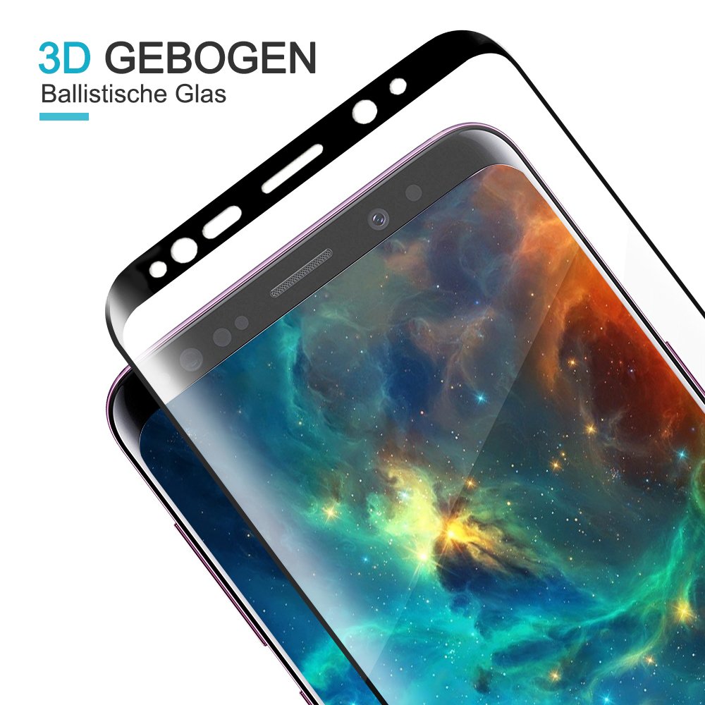 Panzerglas Schutzfolie für Samsung Galaxy S9 Vollständige Abdeckung Displayschutzfolie 3D Anti-Kratzer Samsung S9 Gehärtetem Glas 9H Kristall-Klar Schutzfolie für Galaxy S9 (2 Stück, Schwarz)