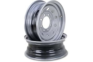LIBRA 16 x 6 Trailer Wheels 8 Lug on 6.5" Bolt Pattern Silver Mod Trailer Rim, Set 2-17015