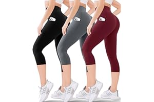 Blisset Women's High Waisted Capri Buttery Soft Tummy Control No See Through Workout Athletic Running Yoga Cycling