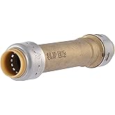 SharkBite Max 1/2 Inch Slip Coupling, Push to Connect Brass Plumbing Fitting, PEX Pipe, Copper, CPVC, PE-RT, HDPE, UR3008A
