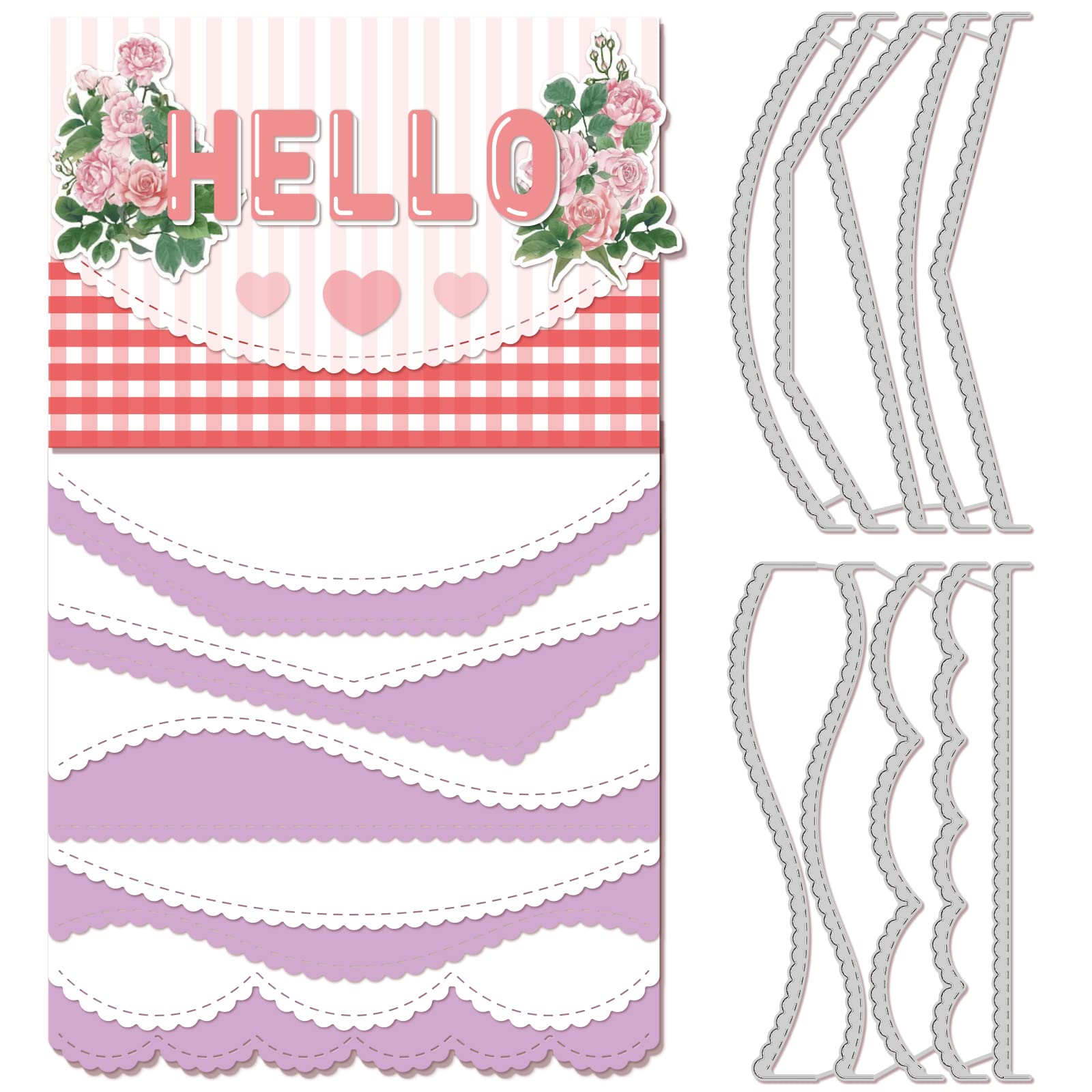 GLOBLELAND Stitched Borders Cutting Dies Metal Scalloped Lace Border Die Cuts Embossing Stencils Template for Paper Card Making Decoration DIY Scrapbooking Album Craft Decor