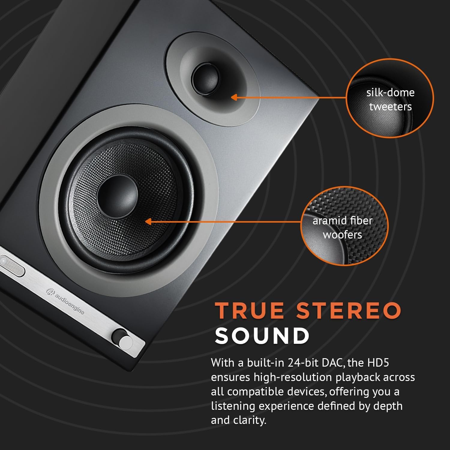 Audioengine HD5 150W Premium Bluetooth Bookshelf Speakers for Home Theaters and Studios