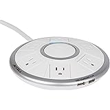 Accell Powramid Air Surge Protector - 2 USB Charging Ports (2.4A), 6 Outlets, 6-Foot Cord, 1080 Joules, ETL Listed - White Grounded Extension Cord Power Strip