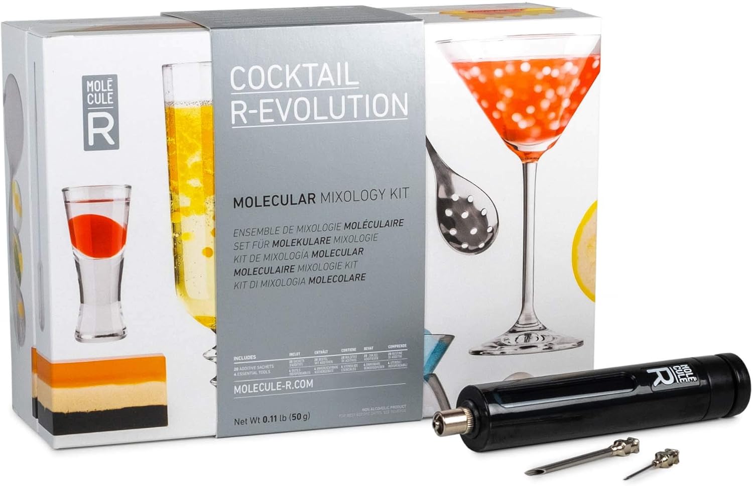 Amazon Com Molecule R Molecular Gastronomy Cocktail Kit Free Culinary Syringe Cocktail R Evolution Kitchen Dining