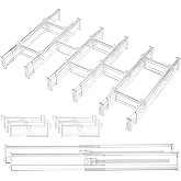 Vtopmart 2.36" Drawer Dividers with Expandable Inserts, 12.8"-22.3", 8 Pack | Adjustable Kitchen Drawer Organizer, Clear Organizer Separator for Flatware, Utensil, Cutlery, 8 Dividers with 14 Inserts