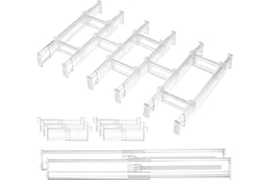 Vtopmart 2.36” Drawer Dividers with Expandable Inserts, 12.8"-22.3" Adjustable Kitchen Drawer Organizer, Clear Plastic Organizer Separator for Flatware, Utensil, Cutlery, 8 Dividers with 14 Inserts