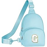 YOOLIFE Small Sling Bag, Birthday Gifts for Teen Girl, Personalized Birthday Gifts for Girls, Initial Small Sling Bags for Girl Daughter (Blue G)
