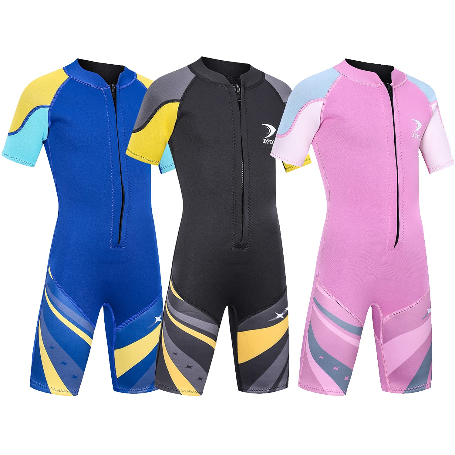 ZCCO Kids Wetsuit 2.5mm Childrens Shorty Wetsuit Neoprene Thermal Swimsuit,Youth Boys Girls One Piece Wet Suits (Pink，XS)