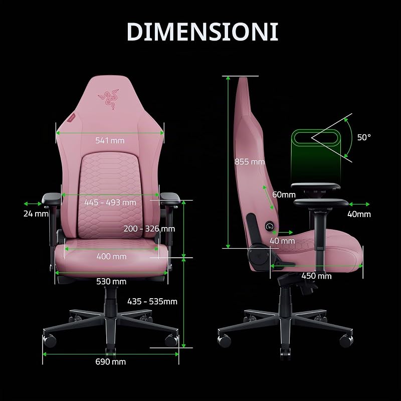 Iskur V2 NewGen - Sedia ergonomica da gaming con comfort traspirante Pelle EPU di 2a gen con tecnologia CoolTouch - supporto lombare HyperFlex - delle spalle e base del sedile ampie | Quartz