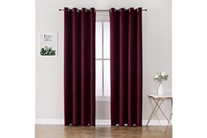 ChrisDowa Blackout Curtains 90 Inches Long 2 Panels Set for Living Room, Grommet Thermal Insulated Room Darkening Curtains for Bedroom (Burgundy Red, 52 x 90 Inch)