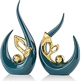 Teal Gold Home Decor Accent,Abstract Ceramic Statue and Sculptures for Living Room,Mid Century Modern Decor for Desktop Bookshelf tv Stand Fireplace Coffee Table Centerpieces Decorations