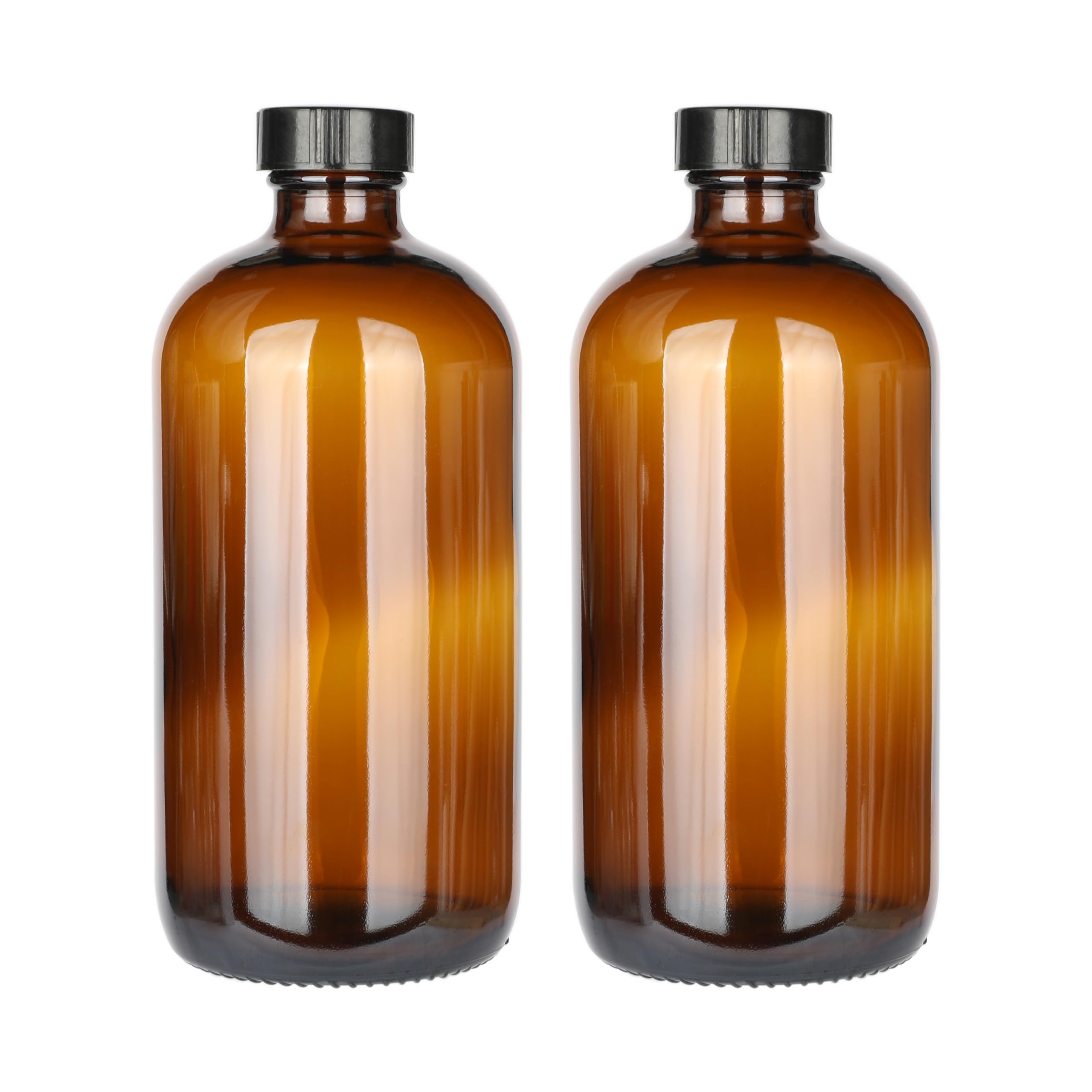 Magic Season Boston Round Glass Bottles (Amber / 480 ml Caps / 2 Pcs)