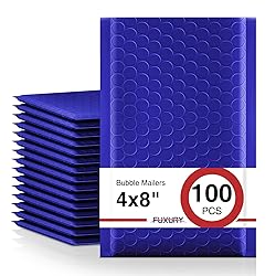 Fuxury 100Pcs 4x8 Bubble Mailers Royal Blue