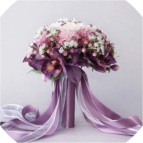 Amazon 枯れない花 結婚式 手作りのロマンチックなウェディングブーケ 造花 手作り ブーケ ブライダルブーケ人工3個セットシルクウェディングブーケ 写真人工ハランジアアイリスローズウェディングフラワー お祝い 新年 お花 ギフト フラワー インテリア飾り