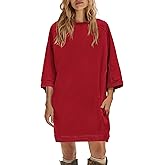 Yanekop Womens Sweatshirt Dress Oversized Crewneck Sweatshirts Half Sleeve Tunic Pullover Tops Fall Outfits 2025