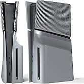eXtremeRate eXcover Console Replacement Top Bottom Cover Compatible with ps5 Slim Disc Edition, Side Panel Faceplate Back Plate with Cooling Vent Shell Compatible with ps5 Slim Disc - New Hope Gray